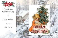 Vintage Christmas Tree Garden Flag Sublimation Product Image 1