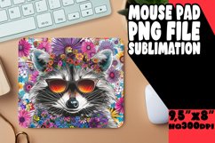 Vibrant Raccoon with Floral Mouse Pad PNG Product Image 1