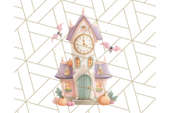 Pastel Halloween Town PNG Clipart, Spooky Shops &amp; Homes Png Product Image 2