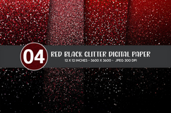 Red Black Glitter Digital Paper Product Image 1