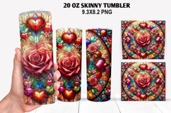 Roes Skinny Tumbler 20oz Wrap Design, Valentine Tumbler PNG Product Image 1