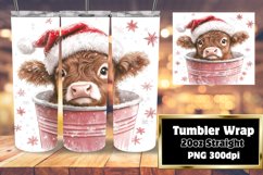 Cute Watercolor Christmas Cow Wrap - 20oz Tumbler Design Product Image 1