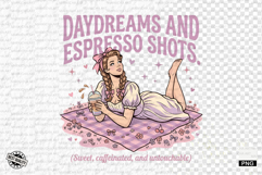 Coquette Summer Girl &amp; Coffee PNG Product Image 1