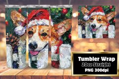Peeking Dog Winter Art Christmas Tumbler Wrap Sublimation Product Image 1