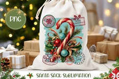 Vintage Christmas Candy Cane Santa Sack Design Product Image 1