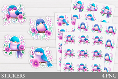 Bird Sticker Design. Bird Flowers Sticker Printable Product Image 1