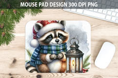 Raccoon Mouse pad Sublimation - Christmas Animal PNG Design Product Image 1