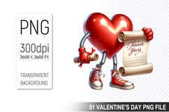 Watercolor Valentine Heart Character Clipart PNG Bundle Product Image 17