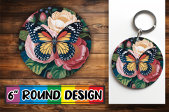 Timeless Keychain Round Style PNG, Butterfly Product Image 1