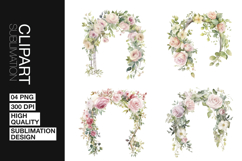 Floral Arch Frame Clipart PNG Product Image 1