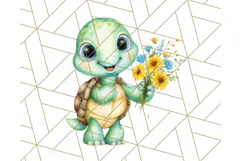 Cute Baby Turtle Clipart, Cute Animals Png Product Image 2