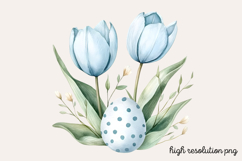 Cute Aqua Easter Watercolor Clipart PNG Product Image 1