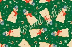 Green pattern with Snowman |Retro Christmas pattern Product Image 2