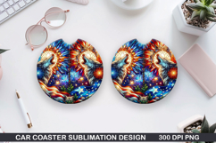 Dog Car Coaster Sublimation, 4th Of July Coaster PNG Product Image 1