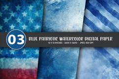 Blue Patriotic Watercolor Digital Paper Product Image 1