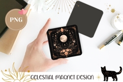 Celestial Moon Magnet, Floral Magnet PNG, Celestial PNG Product Image 1