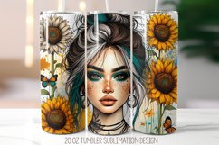 Floral Girl Tumbler Sublimation Design | 20oz Skinny Tumbler Product Image 1