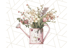 Watering Can Flowers PNG, Rustic Floral Watercolor Clipart Product Image 3
