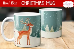 Cute Christmas deer mug sublimation wrap PNG 11oz 15oz Product Image 2