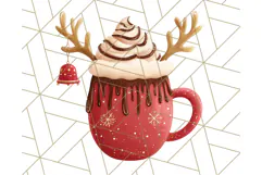 Christmas Coffee Mugs Clipart PNG Festive Cups Product Image 2