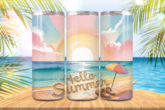 Hello Summer beach Tumbler Wrap PNG Sublimation Product Image 1