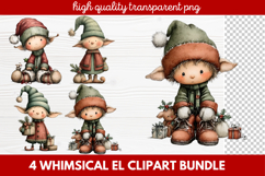 Whimsical Elf Clipart | Cute Christmas Elf PNG Illustration Product Image 1
