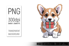 Cute Christmas Dog, Animal Sublimation Clipart PNG Product Image 1