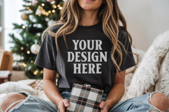 Christmas Bella Canvas 3001 Black Shirt Mockup ,Trandy Mock Product Image 1