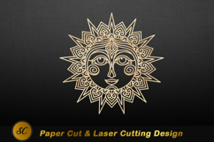 Golden sun face intricate design image Laser cut Product Image 1