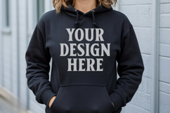 Black Gildan 18500 Hoodie Mockup, G18000 Hoodie Model mockup Product Image 1