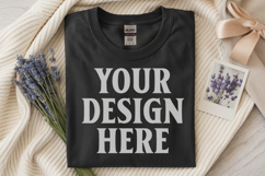 Black Gildan 5000 Flat Lay Tshirt Mockup, G5000 mockup Product Image 1