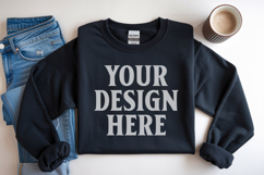 Black Gildan 18000 Folded Flat Lay Mockups Product Image 1