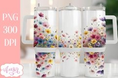 Watercolor wildflowers 40 oz tumbler PNG for sublimation Product Image 2
