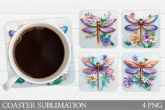 Dragonfly Coaster Design. Dragonfly Sublimation Product Image 1