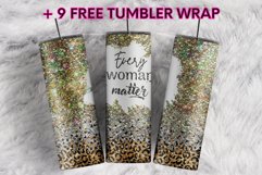 Every Woman Matter Rainbow Glitter Leopard 20oz tumbler wrap Product Image 1