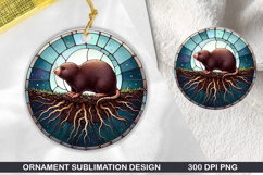 Cute Mole Stained Glass Ornament PNG, Digital Download File Product Image 1