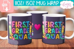 First grade mug Wrap PNG, cute teacher mug wrap PNG Product Image 1