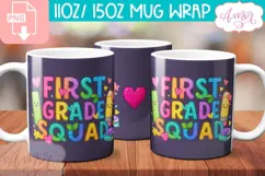 First grade mug Wrap PNG, cute teacher mug wrap PNG Product Image 1