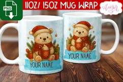 Custom Christmas mug wrap PNG, Polar bear mug PNG Product Image 3