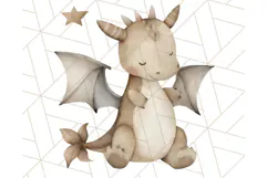 Watercolor Baby Dragon Clipart, Cute Nursery Fantasy PNG Product Image 4