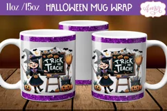 Trick or teach mug wrap PNG, Teacher Halloween mug design Product Image 2