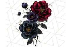 Gothic Floral PNG, Dark Aesthetic Flowers Clipart Print Product Image 2