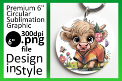 Artful Circle Design Sublimation PNG , Cute Cow Product Image 1