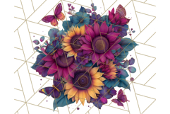Sunflower and Butterfly PNG Clipart, Bright Jewel Tones Png Product Image 2
