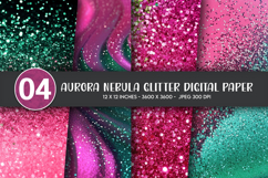 Aurora Nebula Glitter Digital Paper Product Image 1