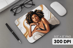 Afro Girl / Woman braided hair Mouse Pad, Black Queen PNG Product Image 1