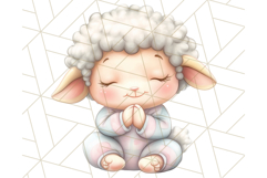 Praying Baby Animals in Pajamas Clipart, Sleepy Animal Png Product Image 2