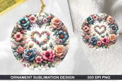 Floral Heart Stained Glass Ornament PNG, Digital Download Fi Product Image 1