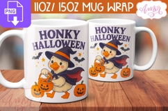 Honky Halloween mug wrap PNG, Cute Halloween goose mug PNG Product Image 1