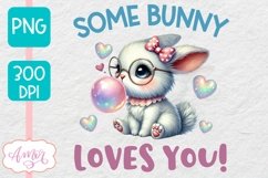 Cute Easter sublimation, Some bunny loves you PNG design Product Image 1